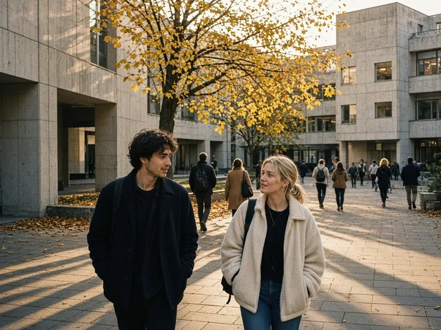 Students walking through the courtyard