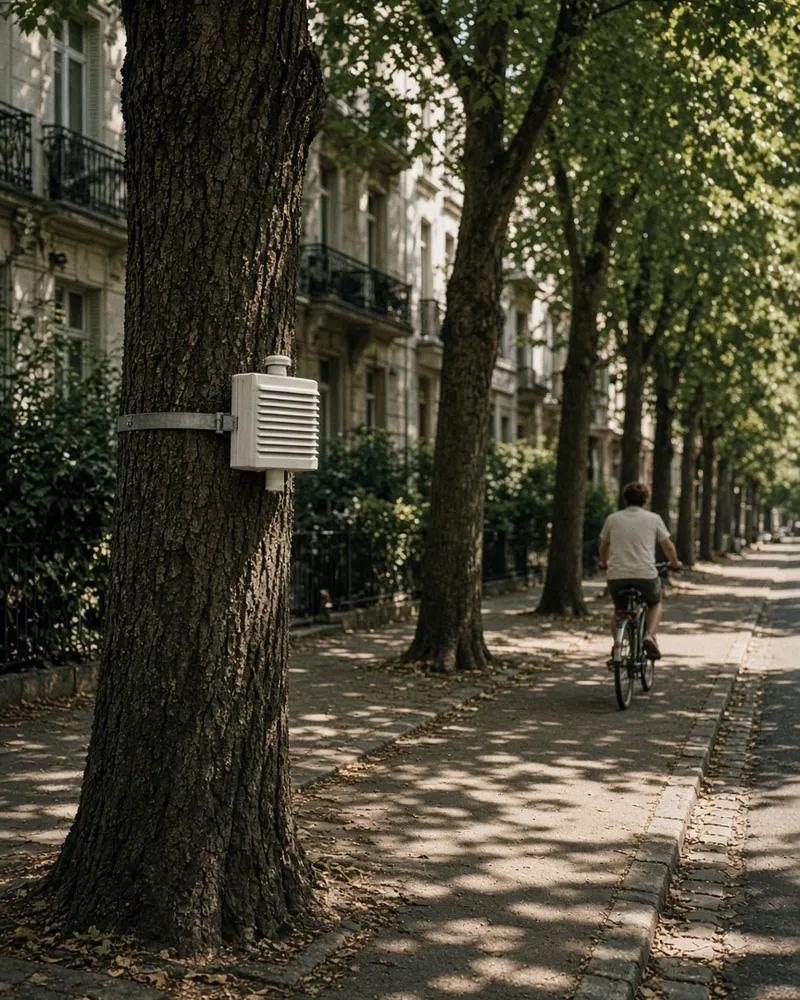 Sensors on a tree-lined street