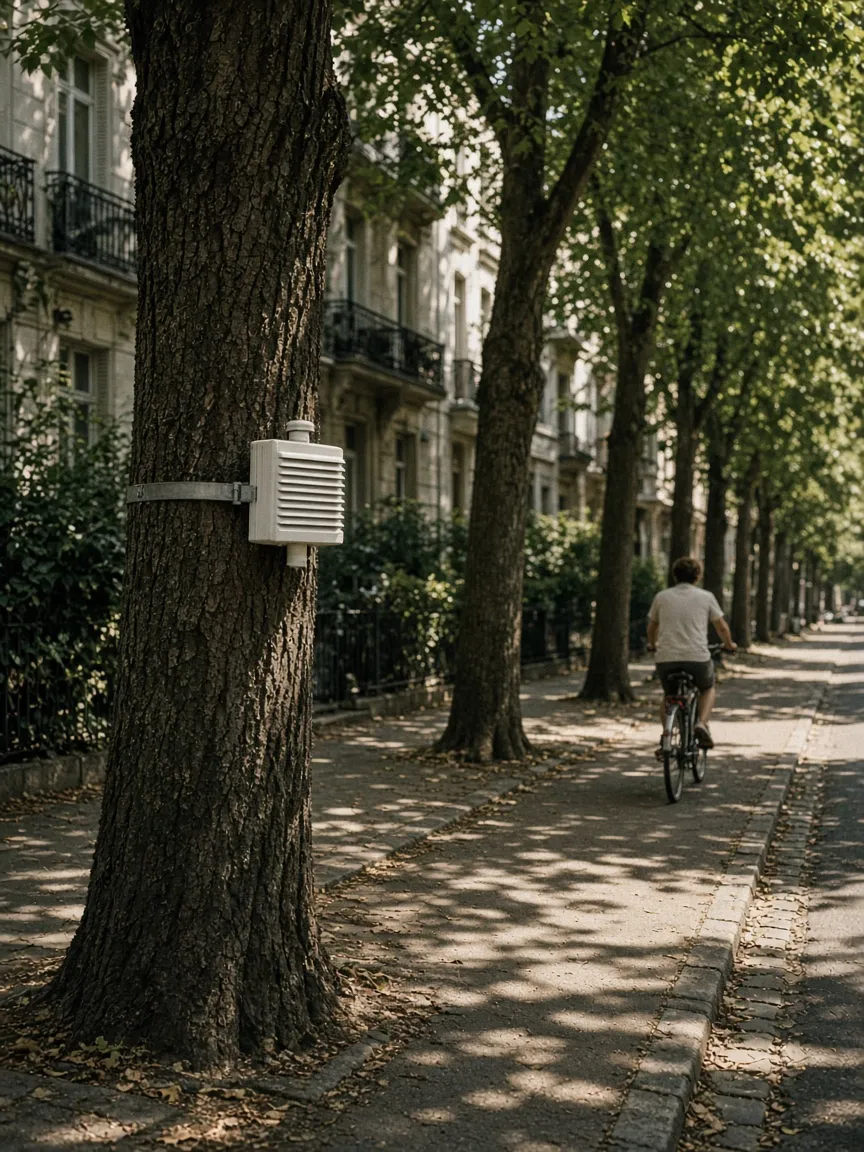 Sensors on a tree-lined street